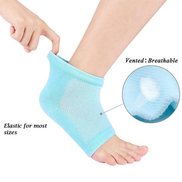 Gel heel socks for cushioning and support. Gel heel socks for cushioning and support.